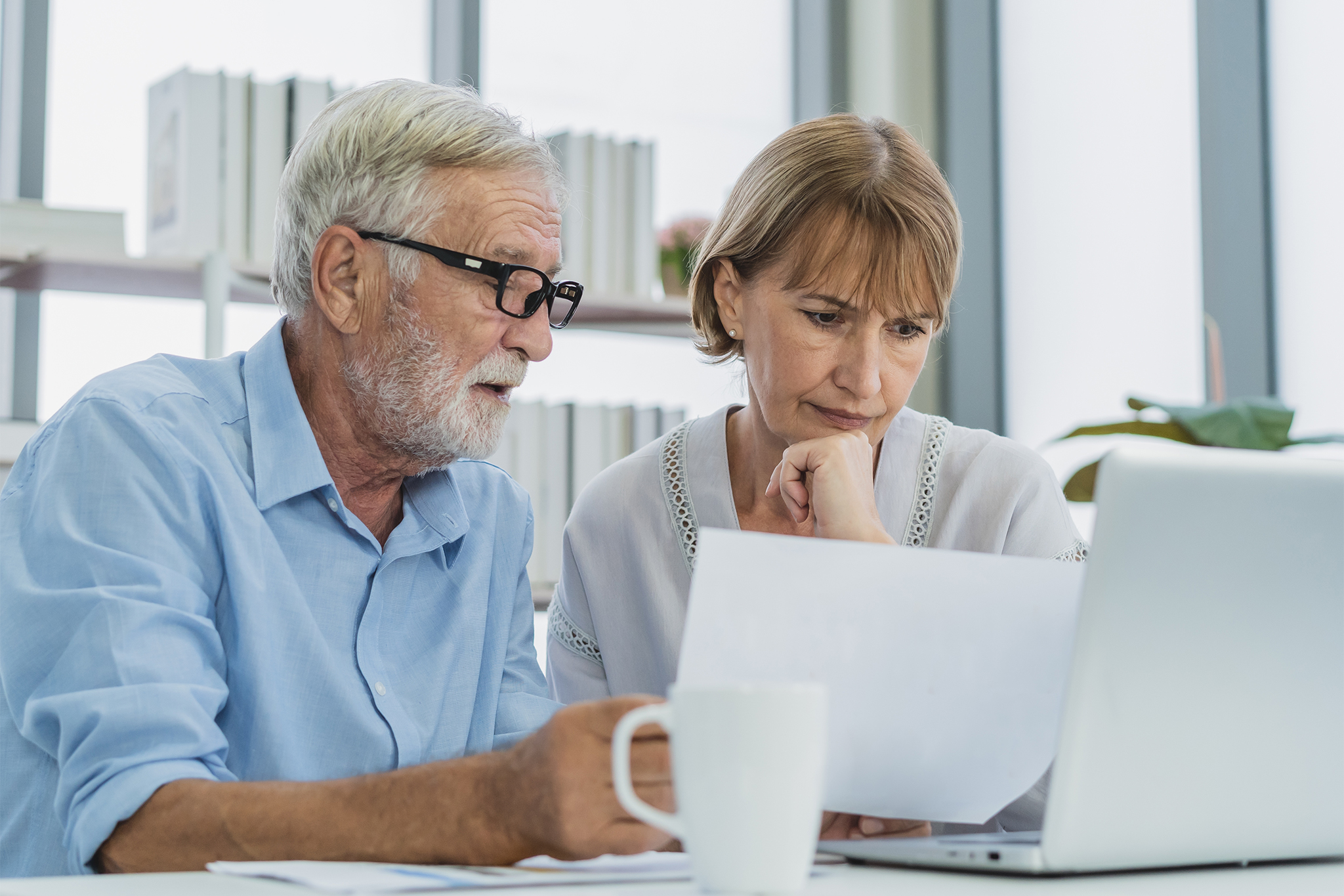 Seniors reviewing finances